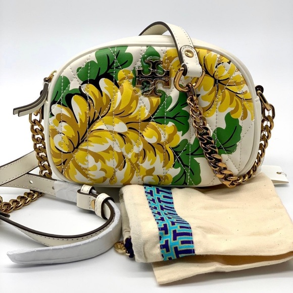Tory Burch KIRA CHEVRON  FLORAL CAMERA BAG - Picture 2 of 10